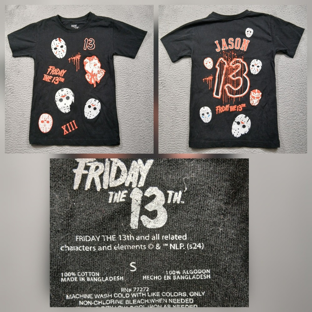 Friday the‎ 13th Jason Horror T-Shirt Men's Small Black Graphic Tee